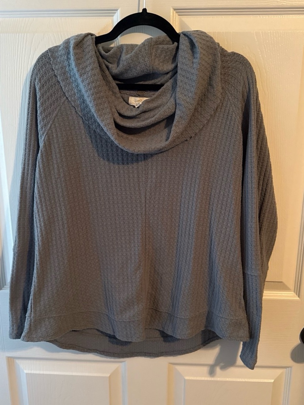 Cupio Grey Waffle Knit Cowl Neck Sweater
